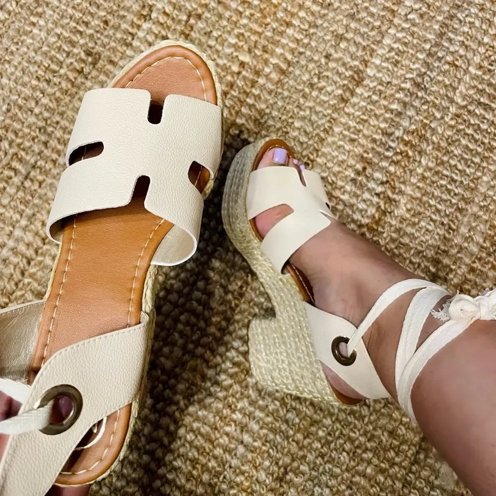White Platform Wedges - Picture 2 of 8